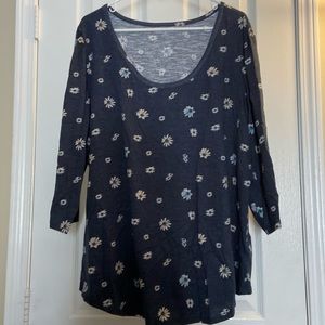 Lane Bryant Scoop Neck Long Sleeved Floral Tee